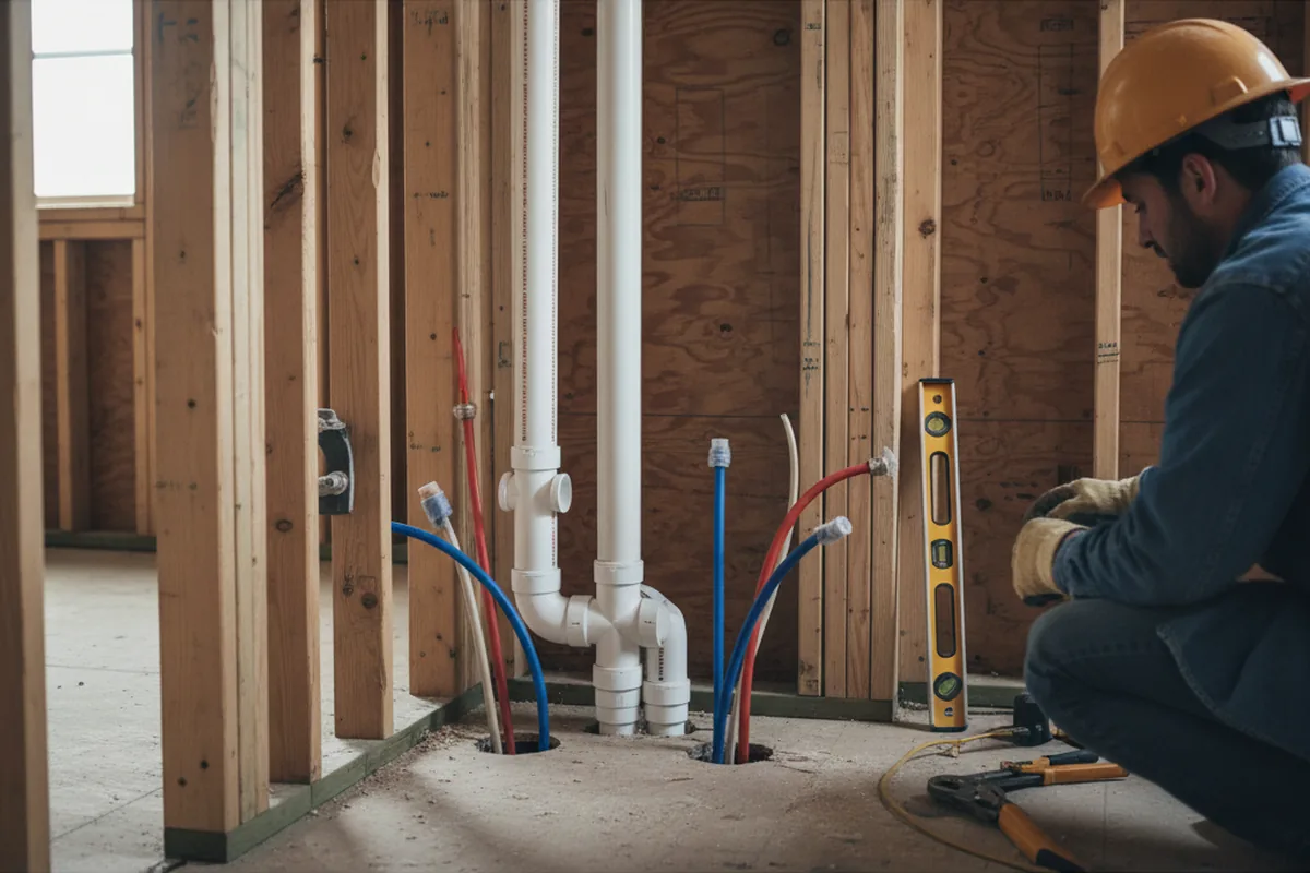 Drain and supply rough-in during Leak Detection in East Orange