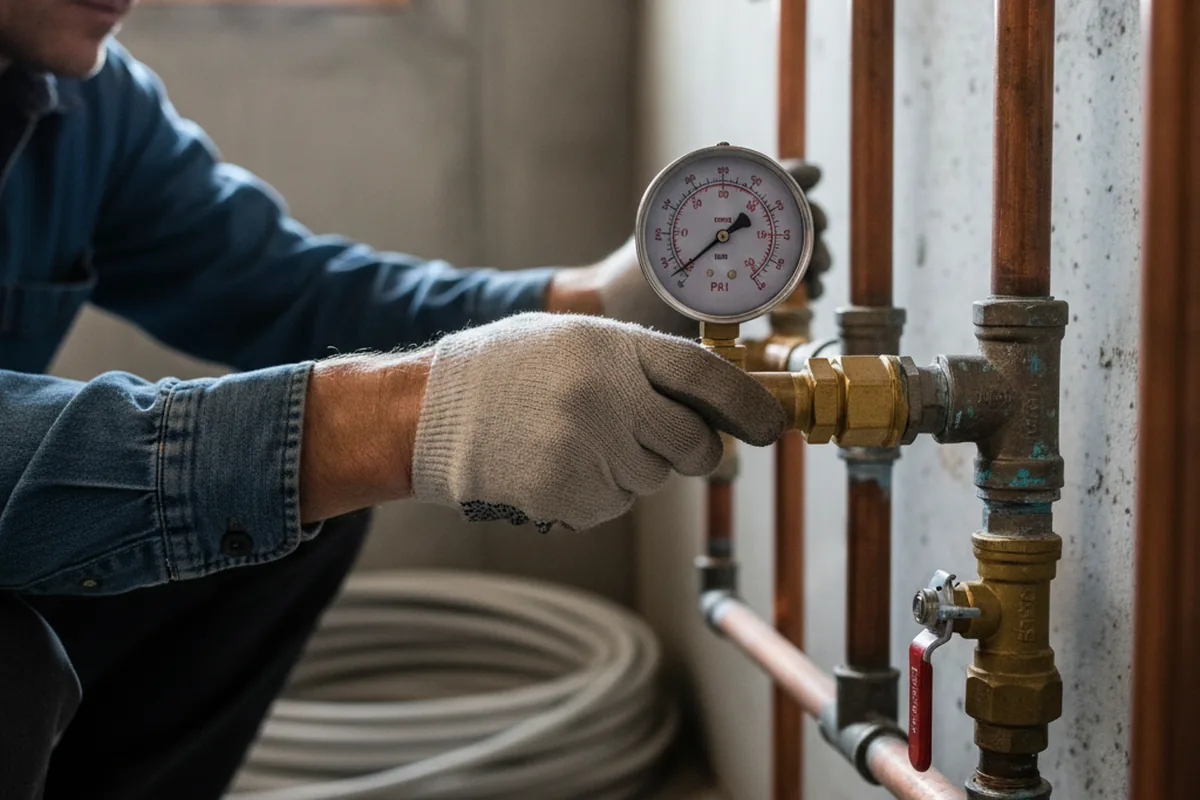Pressure testing a repaired line during Water Line Repair in East Orange